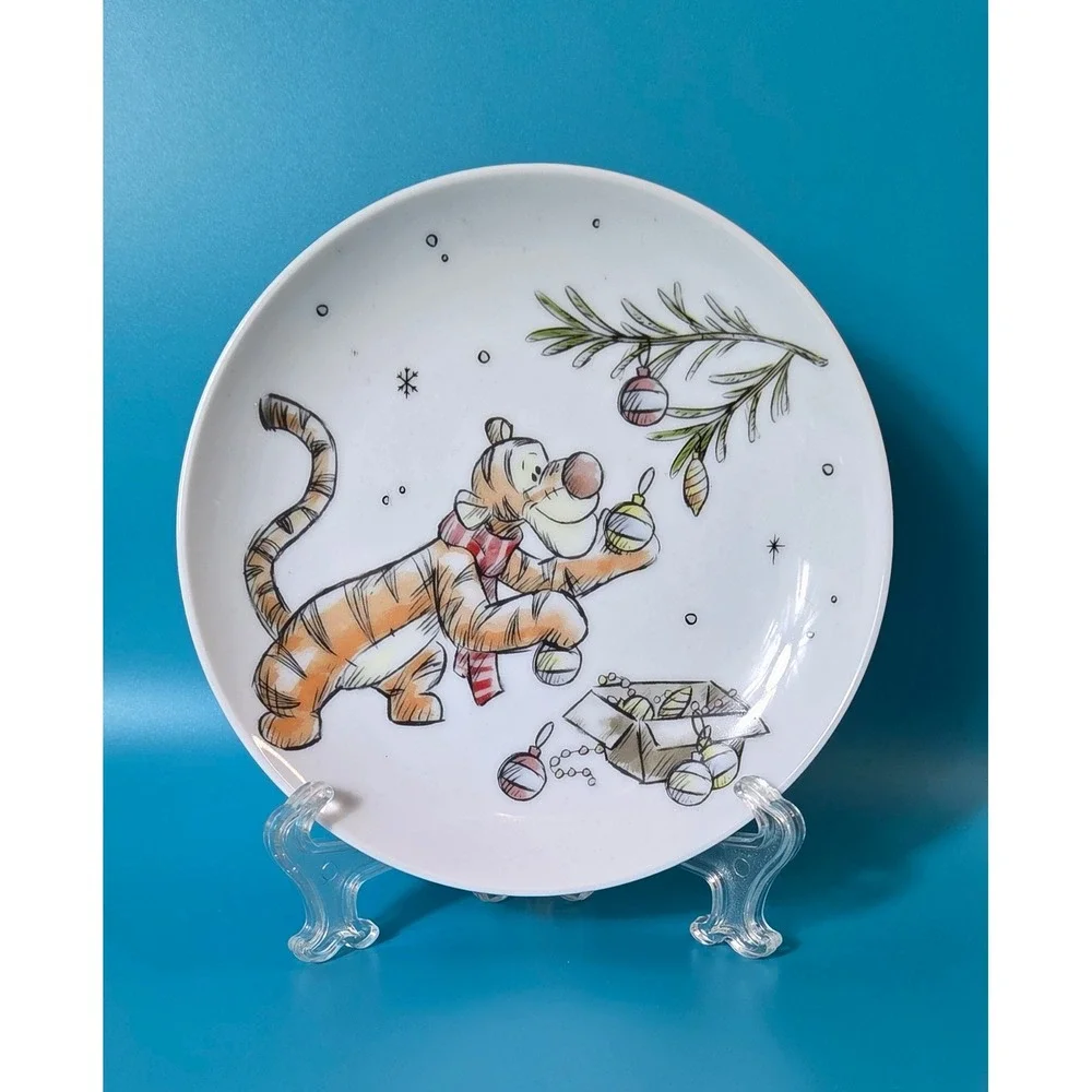 Disney Winnie the Pooh Christmas Dessert Plate Set 4pc Holiday